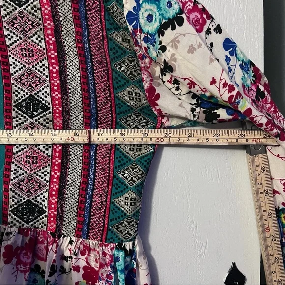 Umgee Multicolor Floral Lightweight 3/4 Sleeve Tunic Top Bohemian Floral Dress M - Picture 5 of 10